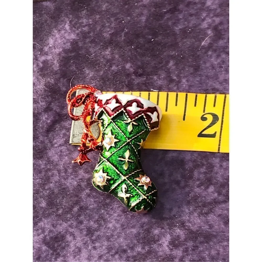Crystal Christmas Stocking Brooch‎